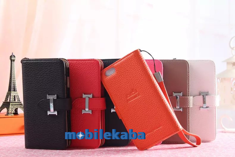 
iPhone7/plus/6sエルメスHermes　カード収納チェーン付き手帳型
