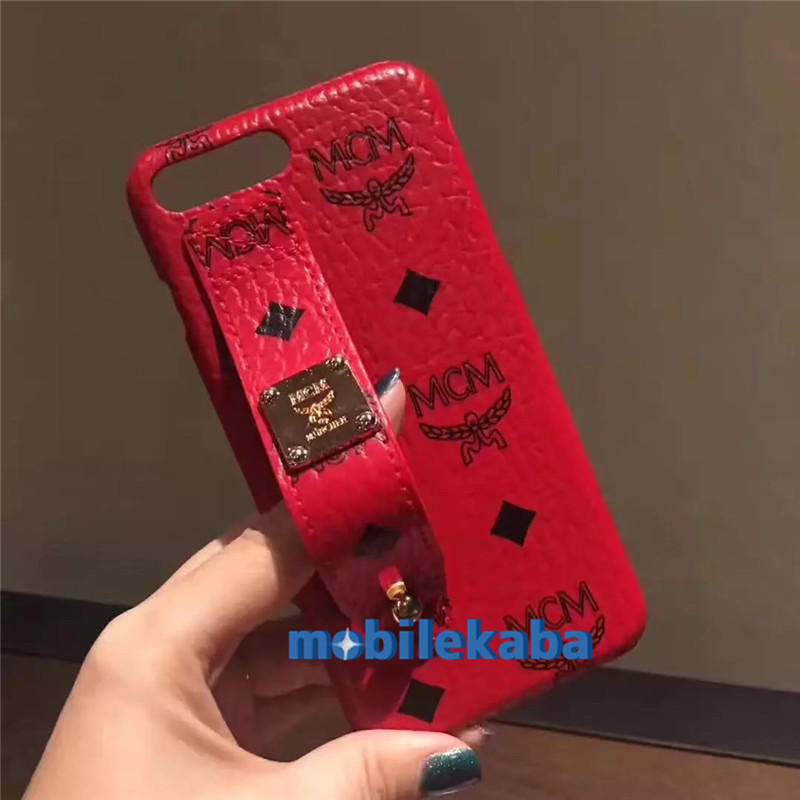 
エム シー エム iphone8/7plusケース　ブランド風　ベルト付き
