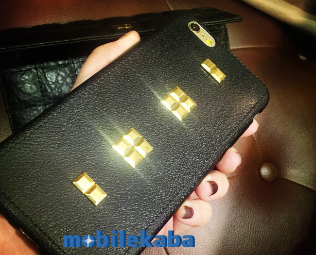 
金属リベット付きメタル飾り革製ソフトiPhone6/7ケース6S7plus5S携帯カバー女子向けおしゃれクール

