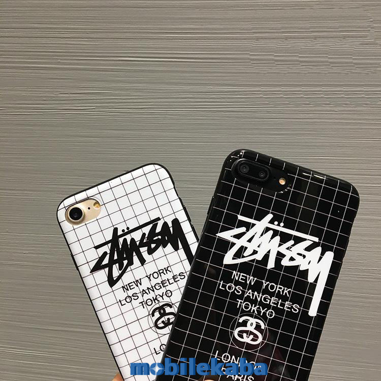 
黒白チェック柄ストリートファッションブランドstussy 6sケースiphone6plusアイフォン7携帯カバー 
