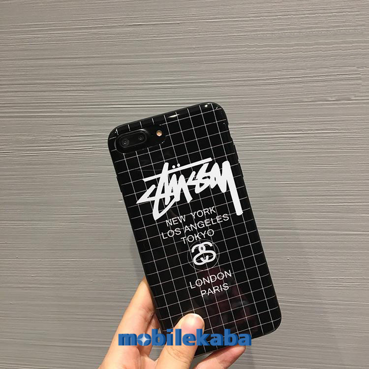 
黒白チェック柄ストリートファッションブランドstussy 6sケースiphone6plusアイフォン7携帯カバー
