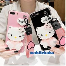 Hello kittyハローキティ iPhone8 iPhone7ケース 女子力たっぷり 化粧ミラー 可愛すぎるキャラクターのキッティ キャット猫 ピンクストラップ アイフォン8カバー