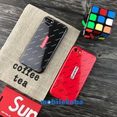 シュプリーム supreme ストリート カッコイイ カップル 配色 総柄 艶 iPhone8 iPhone7s iPhone7 ケース レッド ブラック 赤黒 ソフト カバー