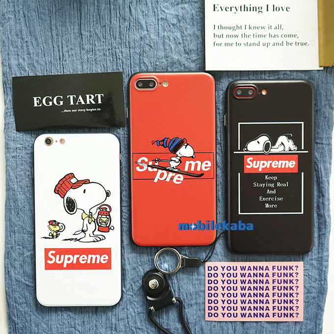 スヌーピーシュプリームSUPREMEコラボiPhoneX/iPhone8/7Plus/6sケース