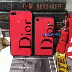 高級感強化ガラス+TPU製 有名ブランド ディオール Dior 魅力的レッド 超薄型 iPhoneX iPhone8 ケース オシャレ ファッション 女子力 ゴージャス iPhone7 カバー