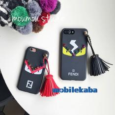 カップル愛用 Fendi フェンデイ 個性 ブランド モンスター 怪獣 虹の宝石 iPhoneX iPhone8 iPhone7 ケース フリンジ ストラップ 5色 カッコイイ カバー