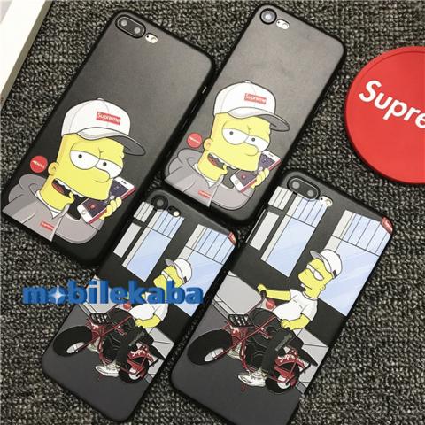 電話しているシンプソンズ  バイクを漕いでいるシンプソンズ ブランド コラボ シュプリーム supreme iPhoneX iPhone8 iPhone7 ケース 個性 おもしろ