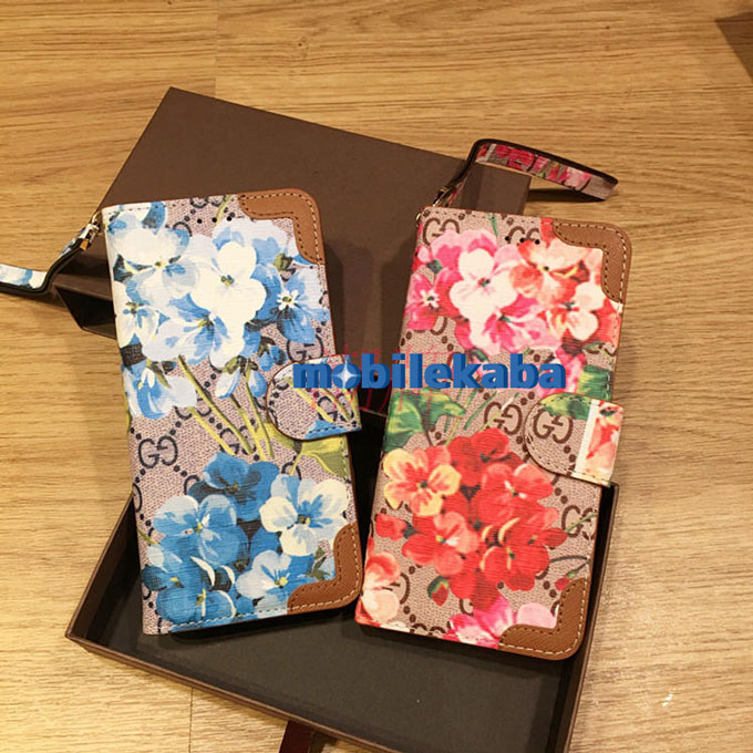 手帳 レザー ブランド グッチ Gucci 清楚系 ビジネス風 花柄手帳iPhoneX/8/7Plus/6sケース