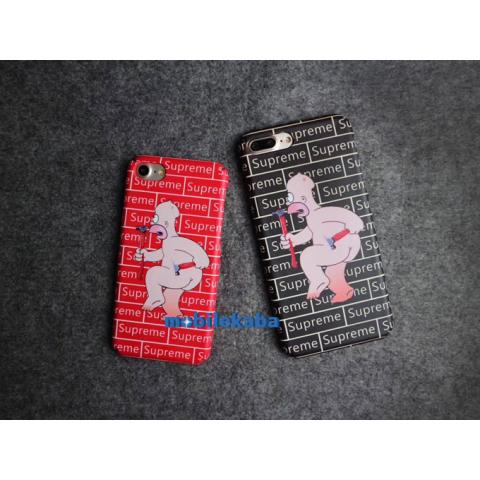 裸身のシンプソンズ キャラクター シュプリーム supreme コラボ iPhoneX iPhone8 iPhone7 ケース 面白い レッド ブラック 個性 カップル向け ペアケース