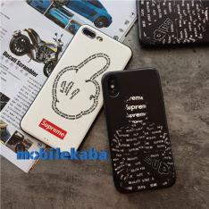 個性派 若者に大変人気 ブランド シュプリーム supreme 後ろ姿 FUCK ファック手真似 ブラック ホワイト iPhoneX iPhone8 iPhone7 ケース シリコン製 カップル アニメ 英語字母
