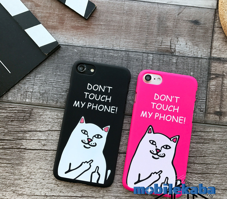 ギャグ英語中指猫白い猫iphone8ケース個性Don't touch my phone アノイングキャット7plusアイフォン6s携帯カバーRipndipジャケット猫 韓国