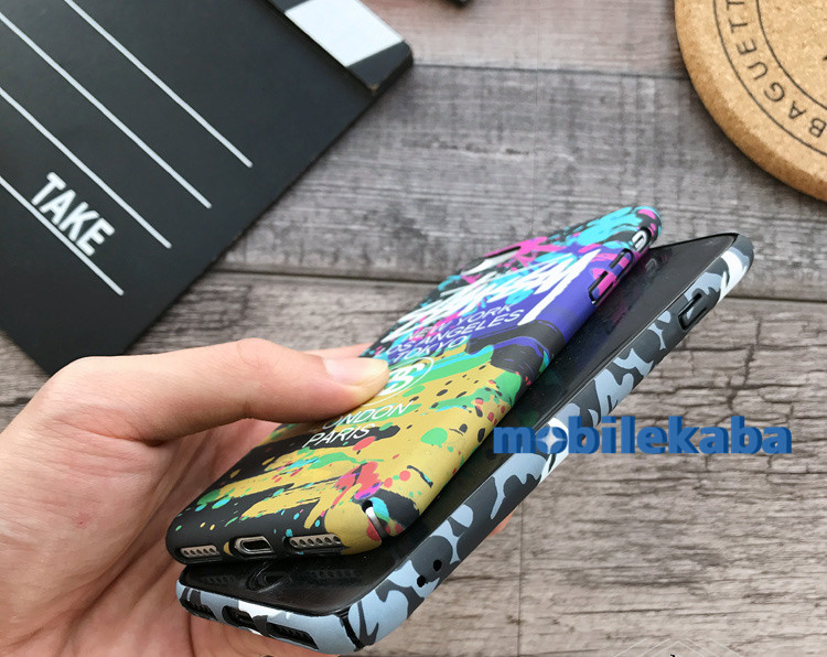 
ステューシー落書きイラスト風アイフォンx 6splusハードケース全包みマット素材iPhoneX携帯カバー
