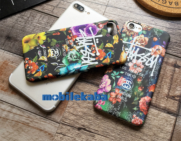 
携帯カバーstussy花柄フラワー男性メンズ芸能人ストリートファッションiphone6ケース7アイフォン6sステューシー8plusマット素材ハードケース
