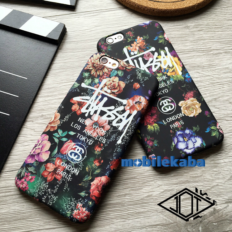 携帯カバーstussy花柄フラワーメンズ芸能人ストリートファッションiphone6ケース7アイフォン6sステューシー8plusマット素材ハードケース 
