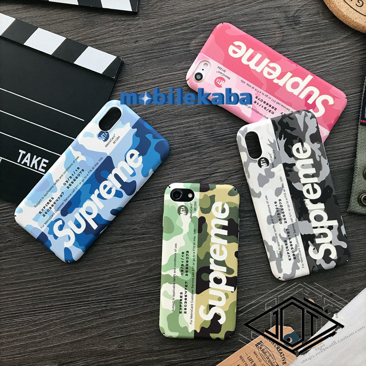 オリジナル定期券デザインsup迷彩柄iphone7ケース6splusシュプリームSupremeアイフォン8マット素材ハードケースパロディiPhoneX/8plus