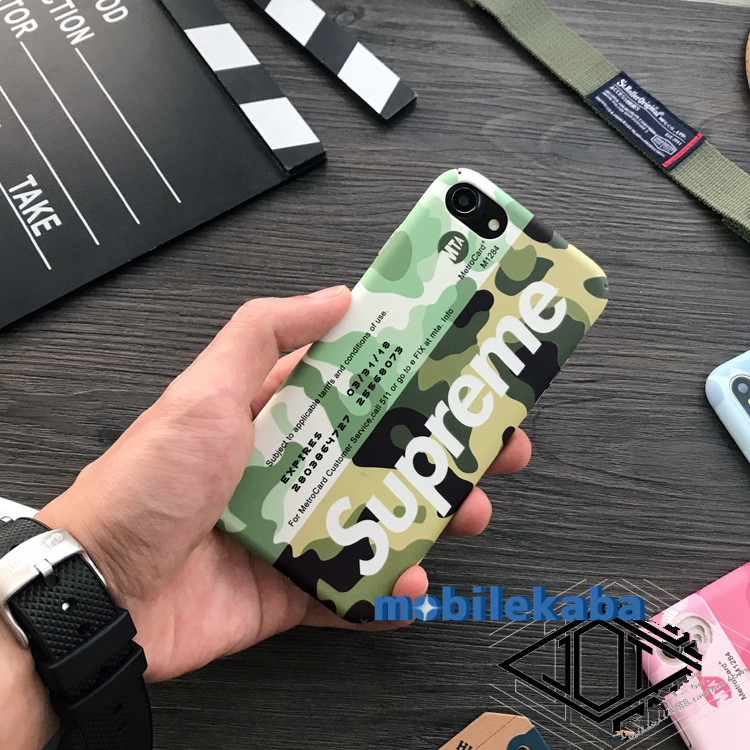 オリジナル定期券デザイン迷彩柄iphone7ケース6splusシュプリームSupremeアイフォン8マット素材ハードケースパロディiPhoneX/8plus