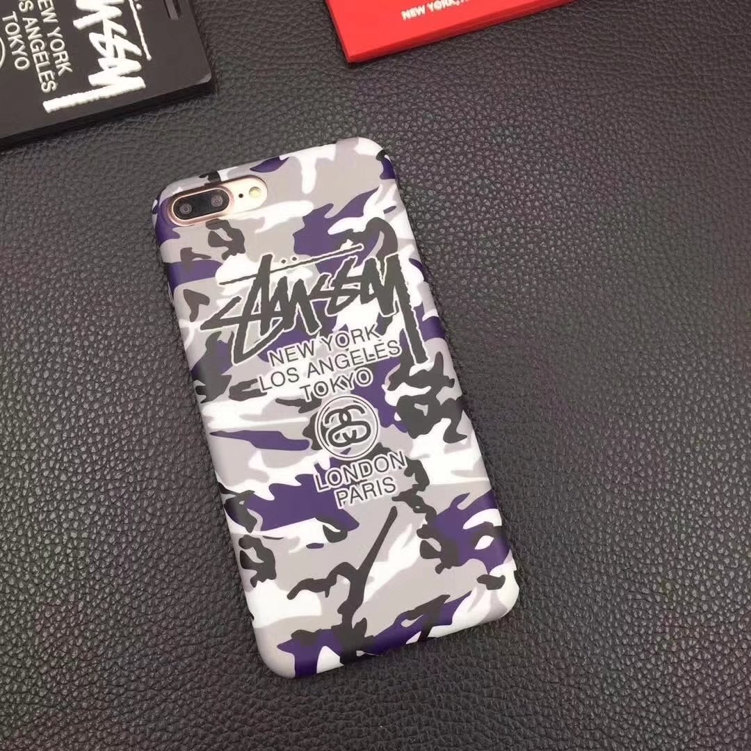 ステューシー STUSSYパープル紫オレンジ灰色グレー iPhone8/8Plus/7ケース ブランド風ストリート アイフォン6s 6splus携帯カバー
