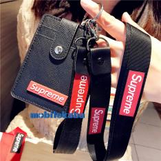 ストリートファッションブランド男女パスケース 定期入れペアおそろいシュプリーム Supreme長期耐久 電車通勤・通学大活躍 鞄に付けたまま改札タッチ 首掛け 鞄付けストラップ付きPUレザー 社員証おしゃれ ケース ストラップ付き 通勤 通