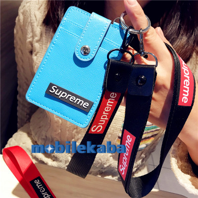 ストリートファッションブランド男パスケース 定期入れペアおそろいシュプリーム Supreme長期耐久 電車通勤・通学大活躍 鞄に付けたまま改札タッチ 首掛け
