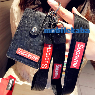 ストリートファッションブランド男女パスケース 定期入れペアシュプリーム Supreme長期耐久 電車通勤・通学大活躍 鞄に付けたまま改札タッチ 首掛け
