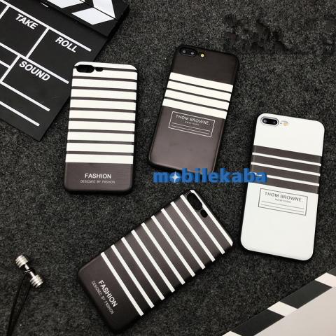 トムブラウン黒白ストライプ柄ブランドTHOM BROWNEアイフォン7/8/Xケースiphone6splus艶消し素材ソフトX/8Plus/7plus携帯カバー大人シンプル風カップル向け男女おそろいiPhoneXジャケット