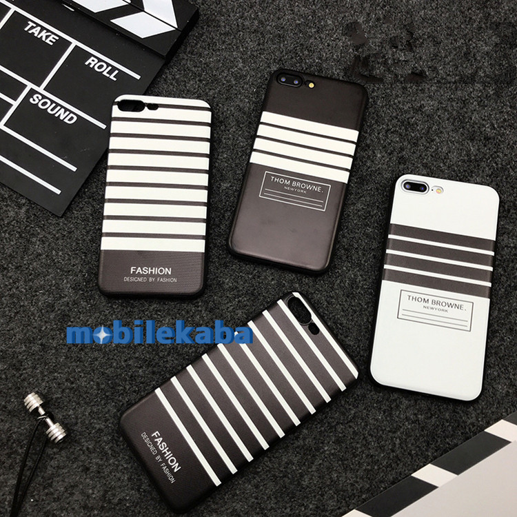 トムブラウン黒白ストライプ柄ブランドTHOM BROWNEアイフォン7/8/Xケースiphone6splus艶消し素材ソフトX/8Plus/7plus携帯カバー大人

