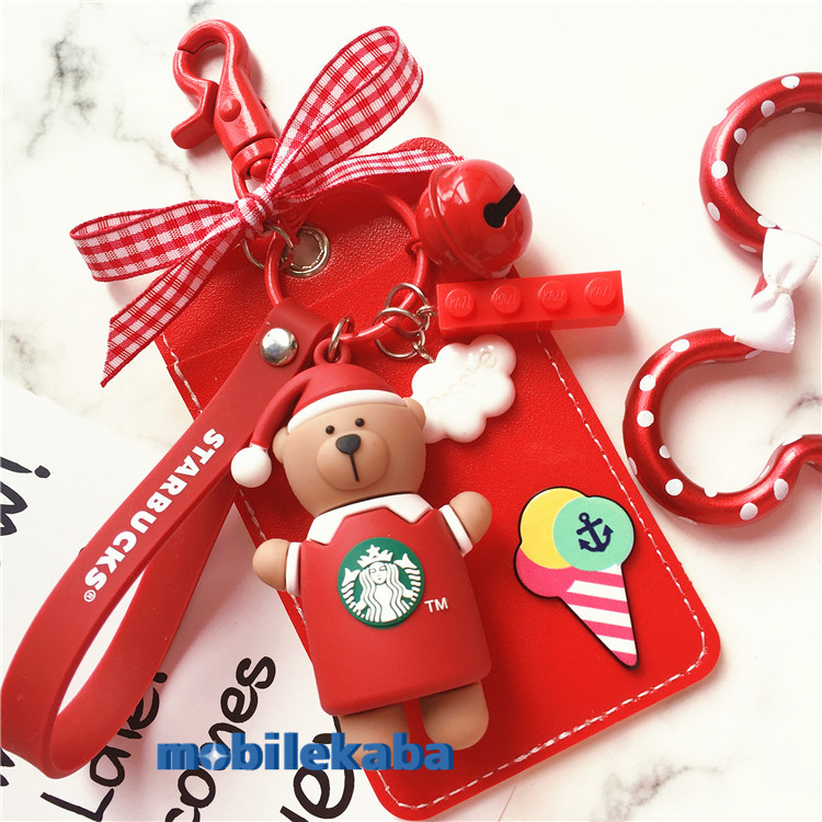 
おもしろい個性的革パスケースかわいいSTARBUCKSクマsuica/pasmo熊ベア皮ICカード立体フィギュア スイカパスモ対応カードホルダー
