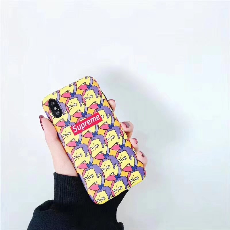 ザ・シンプソンズSupremeコラボアイフォンX/8/7Plus/6sケースThe Simpsonsアニメ人気キャラクターiPhone 7/8/ X携帯カバー