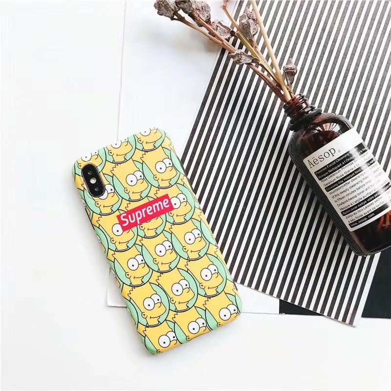 The Simpsonsアニメ人気キャラクターiPhone 7/8/ X携帯カバー ストリート系シュプリーム携帯ジャケット6Splus
