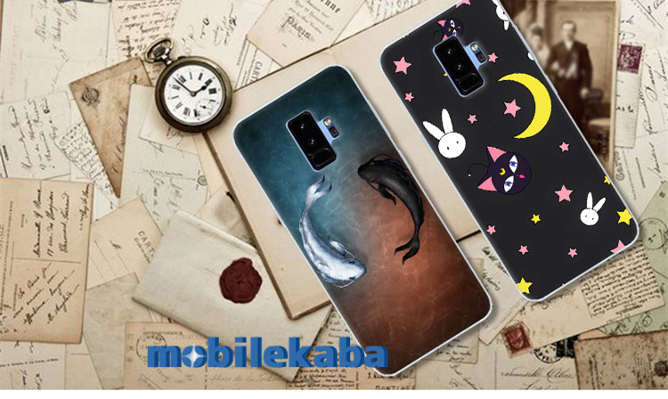 S9 PLUSケースGALAXY S9Plusシリコンソフトケース個性的イラスト風男女ネコ猫キャット耐衝撃