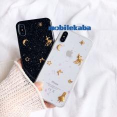 少女乙女かわいい夜空iphoneXケース アイフォン7plus携帯カバーきれい星キラキラ6s/8plusラメ入りTPUソフトスマホケース透明クリア鹿リボン蝶結び 