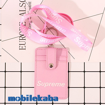 Supremeパスケース ストリートブランド ギフト誕生日 プレゼント IDカード ネックストラップ付き定期入れパロディSUPレディース