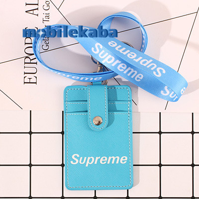 シュプリーム Supremeストリートブランド ギフト誕生日 プレゼント IDカード ネックストラップ付き定期入れパロディSUPレディース