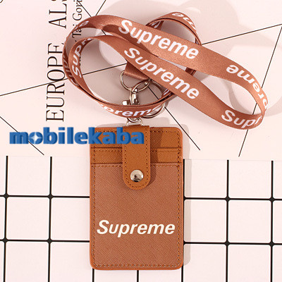 シュプリーム Supremeパスケース ブランド ギフト誕生日 プレゼント IDカード ネックストラップ付き定期入れパロディSUPレディース