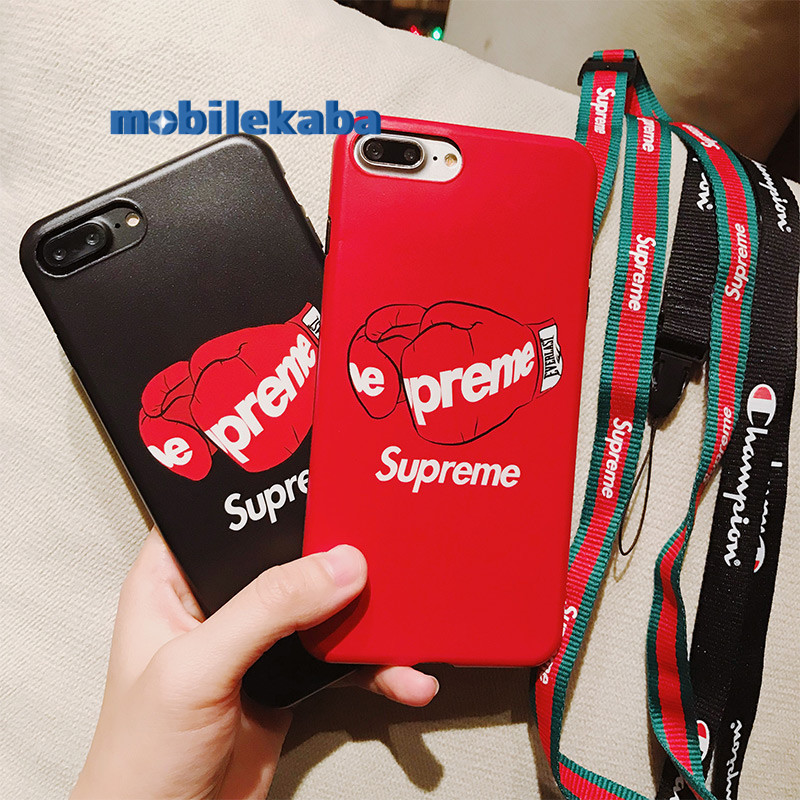 ブランド個性的アイフォンXケース シュプリーム Supreme赤いiPhone8plus/8/7plusケース黒いボクシンググローブ6sマット素材