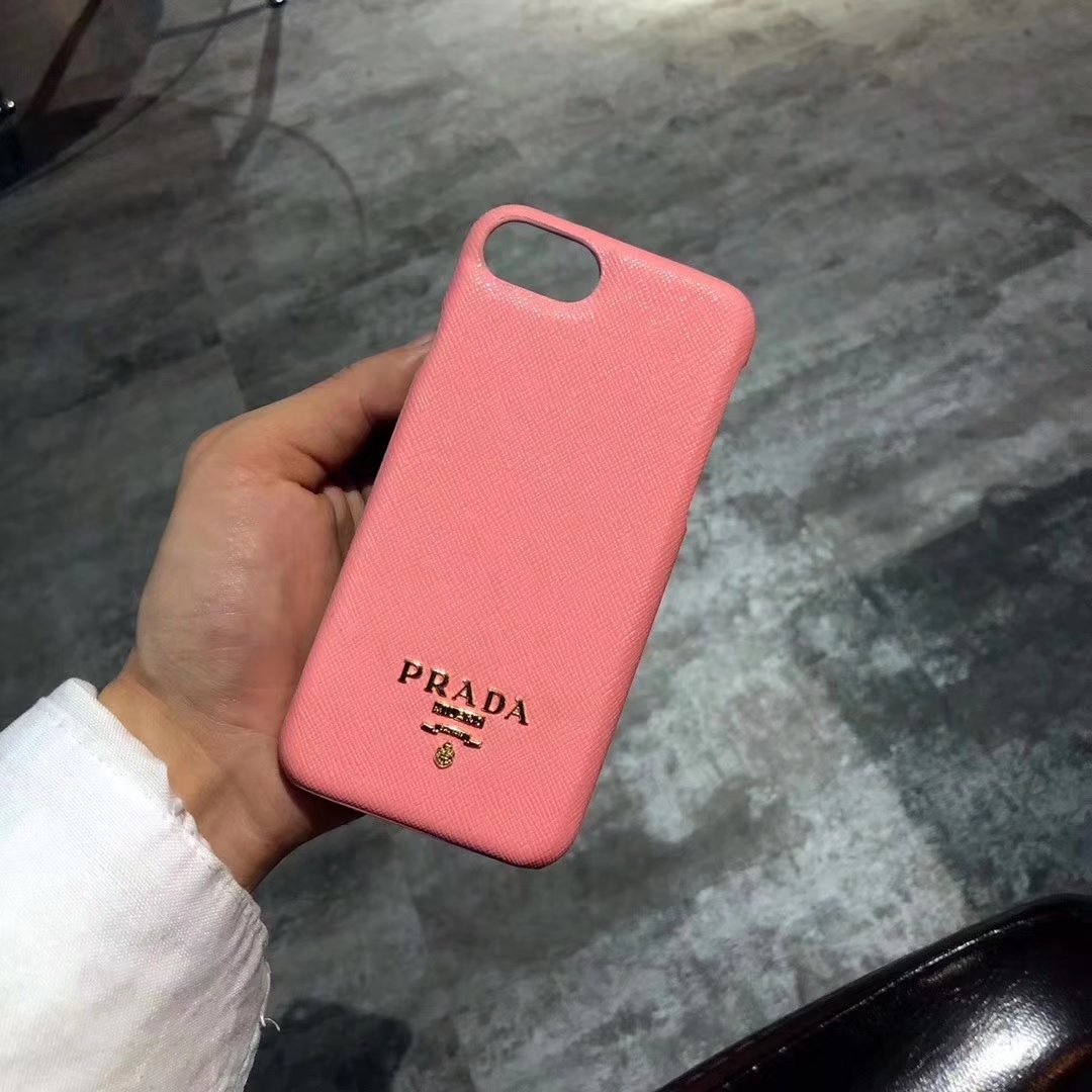 Pradaシンプル風iPhone8Plus/8ケース赤ピンク薔薇色ハードケース高級アイフォン7plus/7/6s携帯カバー