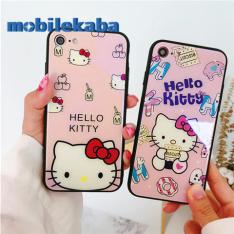 Hello Kittyケース硬化ガラス反射アイフォン8/7/6s携帯カバー人気ハローキティかわいいキャラクターiphoneXスマホケース7plusメッキ加工硝子アイフォン8ケース女子ピンク色