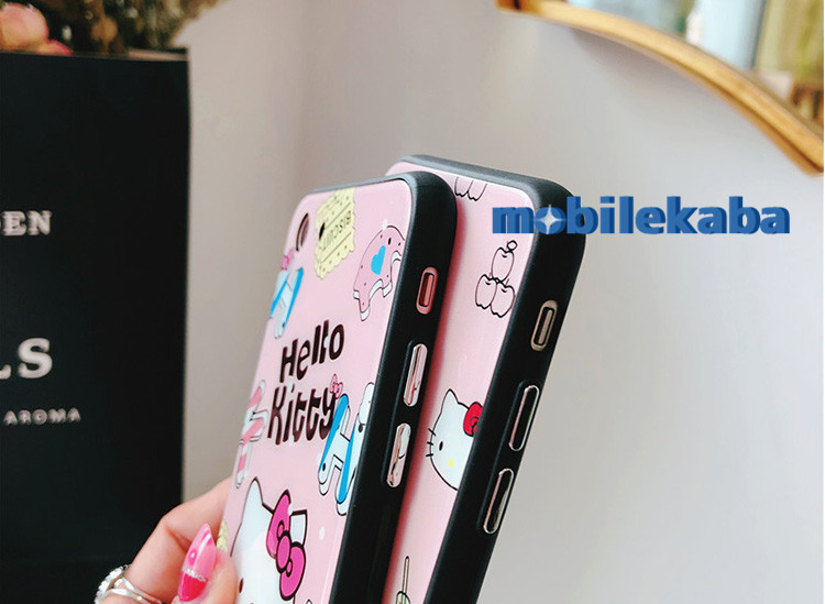 かわいいキャラクターiphoneXスマホケース7plusメッキ加工硝子アイフォン8ケース女子ピンク色
