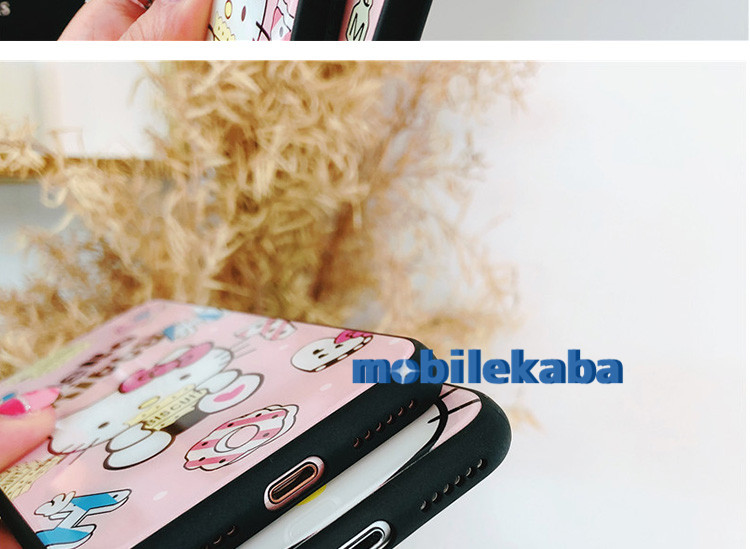 ハローキティiphoneXスマホケース7plusメッキ加工硝子アイフォン8ケース女子ピンク色

