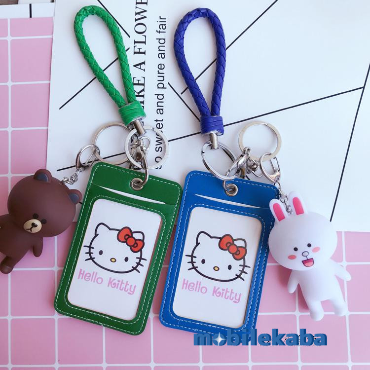 
ライン韓国カワイイパスケース ブラウン コニーLINEラブラブ定期入れレディース　メンズ キャラクター熊クマ合成皮革
