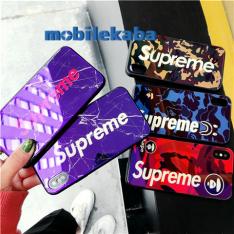 硬化ガラスSupremeケースiPhoneX/8シュプリーム高級メッキ加工アイフォン8/7Plus/7/6s携帯カバー猿エーエイプAape硝子表面ブランドコラボ7plus/6splusスマホケース