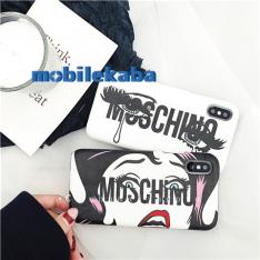 MOSCHINO白いホワイト目iPhoneXケースイラスト風モスキーノ涙女子アイフォン6s携帯カバーiPhone7/8Plusポップ風スマホケース人気レディースiPhonex/8plus/7plus欧米ブランド