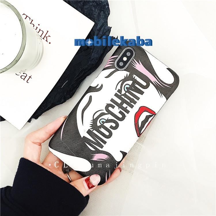 
MOSCHINO白いiPhoneXケースイラスト風モスキーノ涙女子アイフォン6s携帯カバーiPhone7/8Plus
