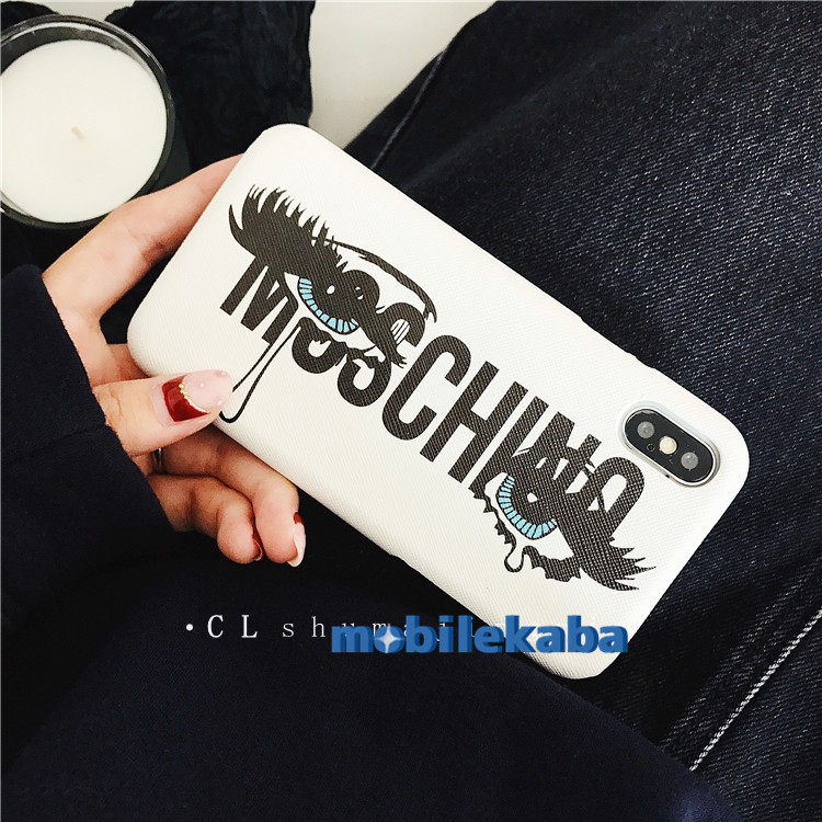 
MOSCHINO白いホワイト目iPhoneXモスキーノ涙女子アイフォン6s携帯カバーiPhone7/8Plus

