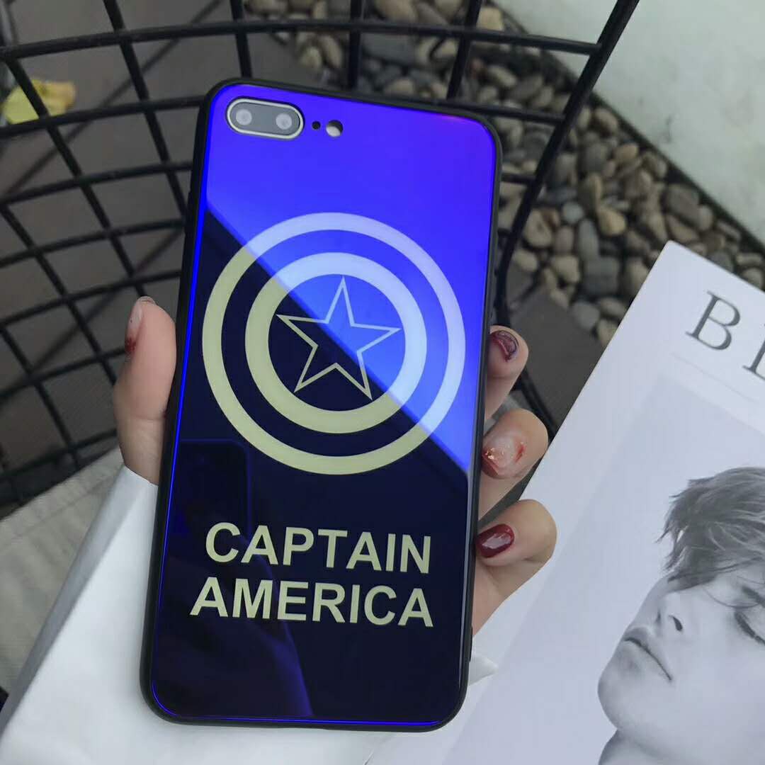 
iPhoneX/8/7ケース マーベル人気キャラiPhone8Plus/7Plus携帯カバーMarvelキャプテンアメリカ硝子硬化表面
