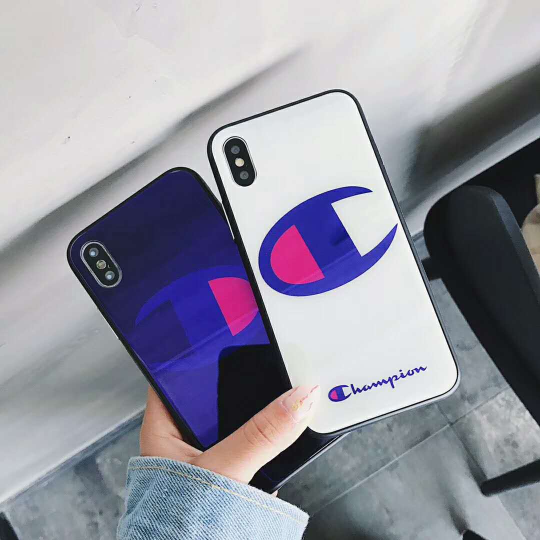 ブランドChampionアイフォンX/8ケース男女ペア硝子硬化メッキ加工iPhone8Plus/8/7携帯カバーかっこいいチャンピオン ストリート

