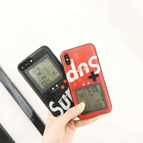 Supremeシュプリーム ゲームボーイ風 テトリス 携帯電話ケース iPhoneX Plus 落下防止 携帯ポケットゲーム機 レトロゲーム スマホ保護カバーSupreme iPhone9/8/7/X電話ケース 2合1 軽量 薄型 耐衝撃 
