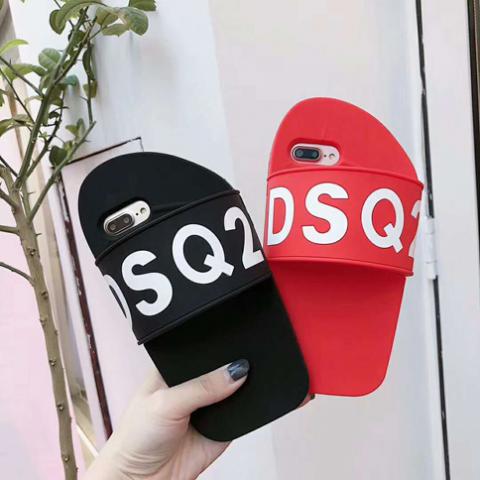 DSQ2 iphone6s/67/8/9/X Plus ケース サンダル と 見間違えそう 靴 おもしろ デザイン で 暑い 夏 を 乗り切る iPhoneX ブラック 耐衝撃防止