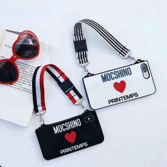 モスキーノ iPhoneXR/XS Max/XSケース 鏡面 ハンドル付き MOSCHINO アイフォンテン/8/7ケース 落下防止 かわいい