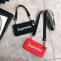 SUPREME ストラップ付き iPhoneXR/XS/XS Maxケース 落下防止 耐衝撃 シュプリーム iPhoneX/8/8プラスカバー シリコン 滑りにくい